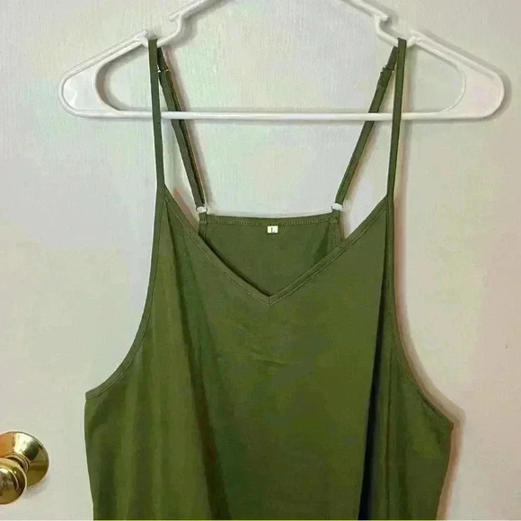 Romper Shorts Women Large Green Oversized Adjustable Straps Pockets Summer NWOT - Picture 3 of 7